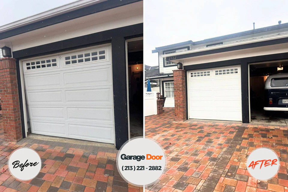 Before and after: garage door repair Saybrook Manor, CT